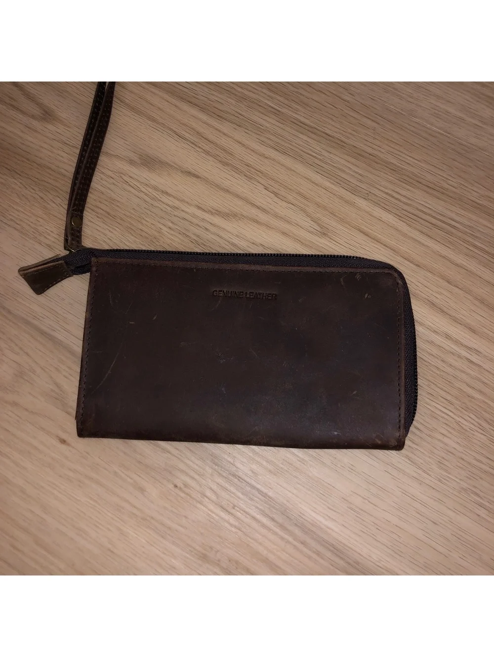 UNITED STATES SPACE FORCE US LEATHER BROWN WALLET WRISTLET ZIP UP